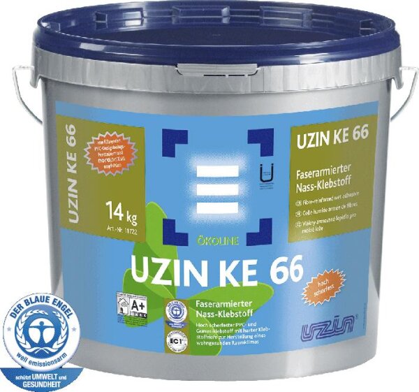 UZIN KE 66 Faserarmierter Vinyl, PVC- und Gummiklebstoff / Kleber für Gerflor Artline, Insight, Creation, Debolon 14 kg