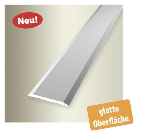 Küberit Alu Übergangsprofil Typ 442 SK 100cm, selbstklebend - Aluminium Platinium fein geschliffen F1G