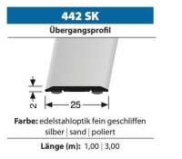 Küberit Alu Übergangsprofil Typ 442 SK 100cm, selbstklebend - Aluminium Platinium fein geschliffen F1G